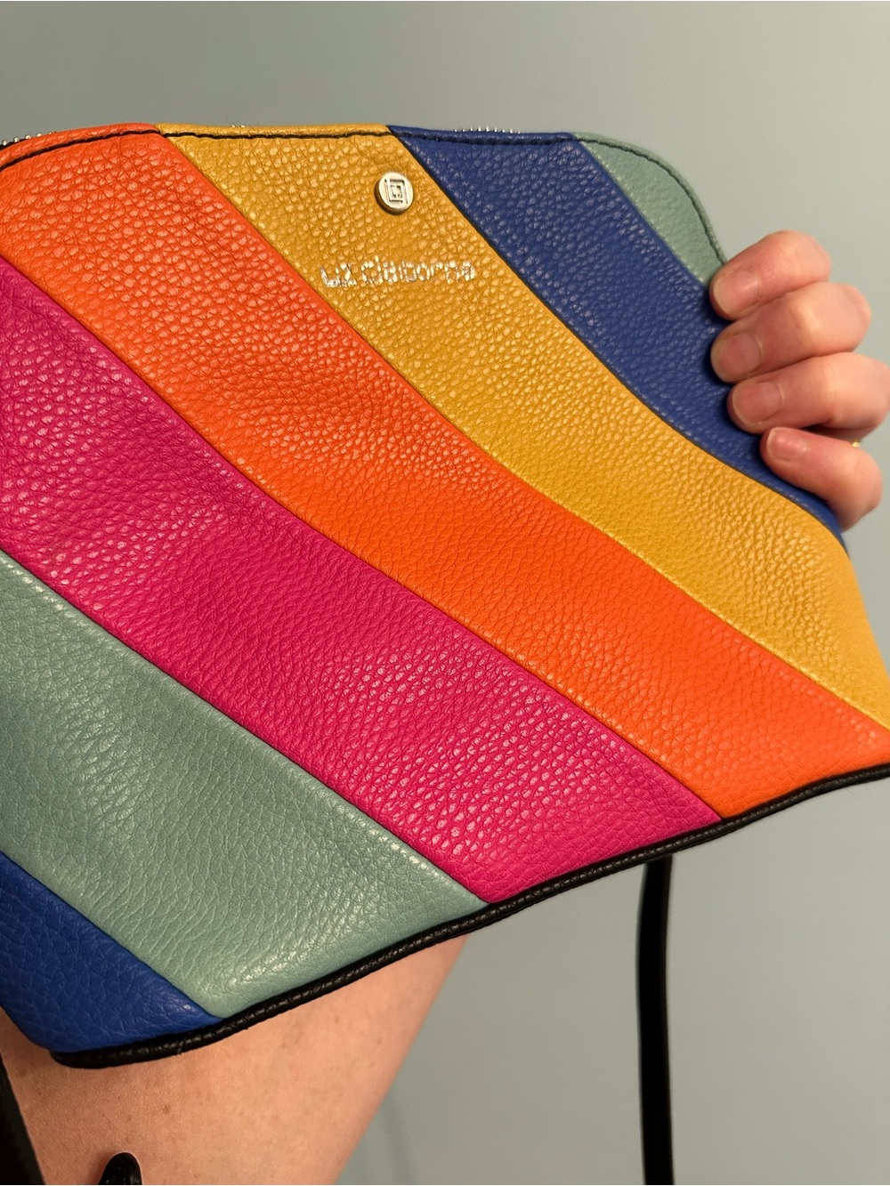 Liz Claiborne Rainbow Stripe Crossbody Bag - Picture 4 of 6